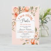 Zwei kleine Pfirsiche sind auf dem Weg, Zwillinge Einladung (Stehend Vorderseite)