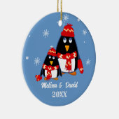 Zwei kleine Pinguine Custom Christmas Keramikornament (Rechts)