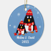 Zwei kleine Pinguine Custom Christmas Keramikornament (Links)