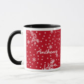 Zwei kleine Pinguine | Individuelle Name Weihnacht Tasse (Links)