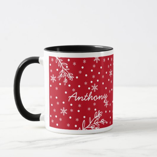 Zwei kleine Pinguine | Individuelle Name Weihnacht Tasse (Links)