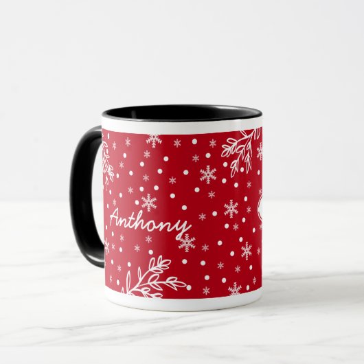 Zwei kleine Pinguine | Individuelle Name Weihnacht Tasse (Vorderseite Links)
