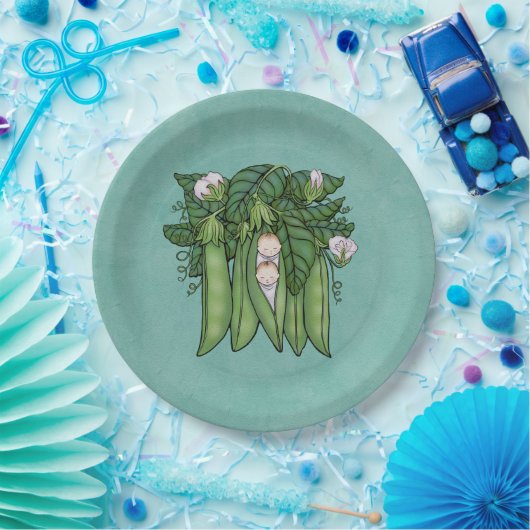 Zwei kleine Platterbsen Twins Multiples Pappteller (Party)