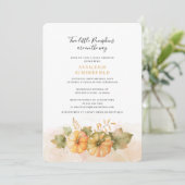 Zwei kleine Pumpkins auf Way Fall Twins Baby Dusch Einladung (Stehend Vorderseite)