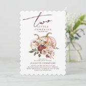 Zwei kleine Pumpkins Autumn Bloom Twin Baby Shower Einladung (Stehend Vorderseite)