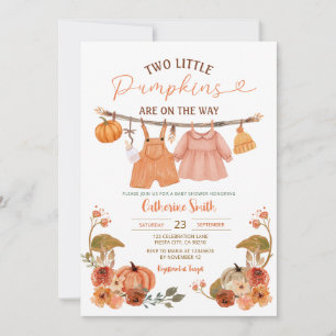Zwei kleine Pumpkins Baby Duschkabine Floral Einladung