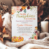 Zwei kleine Pumpkins Herbst Zwin Girl Babydusche Einladung