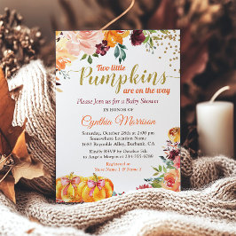 Zwei kleine Pumpkins Herbst Zwin Girl Babydusche Einladung