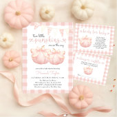 Zwei kleine Pumpkins Pink Bow Baby Dusche Einladung