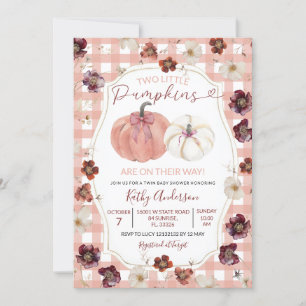 Zwei kleine Pumpkins Pink Floral Twin Baby Dusche Einladung