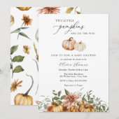 Zwei kleine Pumpkins Rustikale Babydusche Einladun Einladung (Vorne/Hinten)