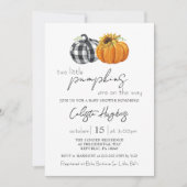 Zwei kleine Pumpkins Sonnenblume Twins Baby Dusche Einladung (Vorderseite)