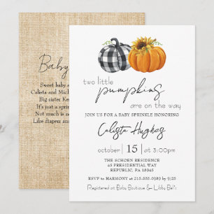 Zwei kleine Pumpkins Sonnenblume Twins Baby Sprink Einladung