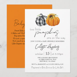 Zwei kleine Pumpkins Sonnenblume Twins Baby Sprink Einladung