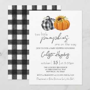 Zwei kleine Pumpkins Sonnenblume Twins Kinderdusch Einladung