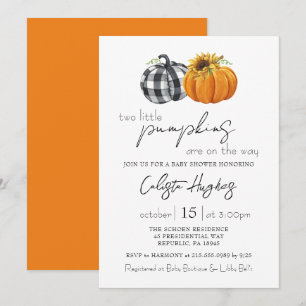 Zwei kleine Pumpkins Sonnenblume Twins Kinderdusch Einladung