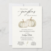 Zwei kleine Pumpkins Twin Baby Dusche von Mail Inv Einladung (Vorderseite)