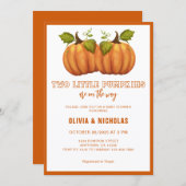 Zwei kleine Pumpkins Zehn Moderne Fall Baby Dusche Einladung (Vorne/Hinten)