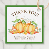 Zwei kleine Pumpkins Zweiwindusche Danke Geschenkanhänger (Rückseite)