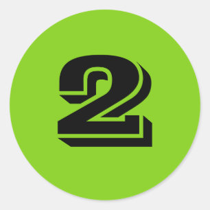 Zwei kleine runde Green Number Stickers von Janz