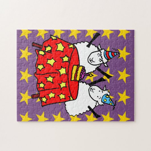 Zwei kleine Schafe im Party Puzzle (Horizontal)