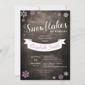 Zwei kleine Schneeflocken Babydusche Einladung (Vorderseite)