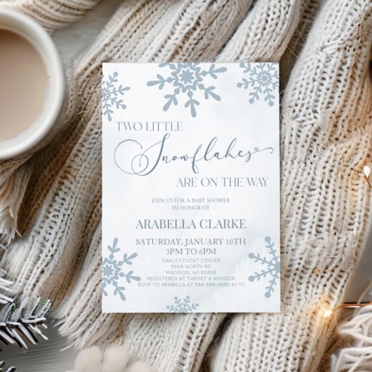 Zwei kleine Schneeflocken Winter Twins Kinderdusch Einladung