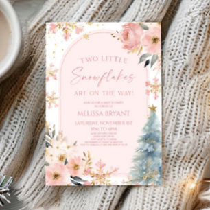 Zwei kleine Schneeflocken Winter Twins Kinderdusch Einladung