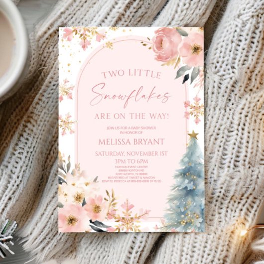 Zwei kleine Schneeflocken Winter Twins Kinderdusch Einladung