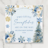 Zwei kleine Schneeflocken Winter Twins Kinderdusch Geschenkanhänger (Rückseite)