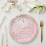 Zwei kleine Schneeflocken Winter Twins Kinderdusch Pappteller<br><div class="desc">Dies sind zwei kleine Schneeflocken Pink Gold Tan Beige Winter Wonderland Twins Baby Shower Paper Teller!</div>