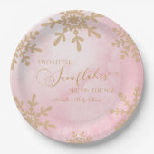 Zwei kleine Schneeflocken Winter Twins Kinderdusch Pappteller (Vorderseite)