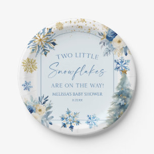 Zwei kleine Schneeflocken Winter Twins Kinderdusch Pappteller