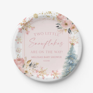 Zwei kleine Schneeflocken Winter Twins Kinderdusch Pappteller