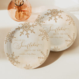 Zwei kleine Schneeflocken Winter Twins Kinderdusch Pappteller