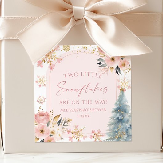 Zwei kleine Schneeflocken Winter Twins Kinderdusch Quadratischer Aufkleber