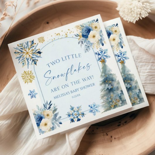 Zwei kleine Schneeflocken Winter Twins Kinderdusch Serviette