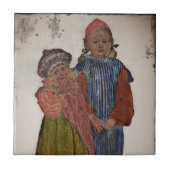 Zwei kleine Schwestern 1906 Fliese (Vorderseite)