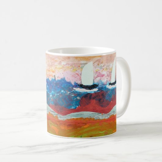 Zwei kleine Segelboote Kaffeetasse (VorderseiteRechts)
