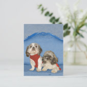 Zwei kleine Shih Tzu Rescue Doggies Postkarte (Stehend Vorderseite)
