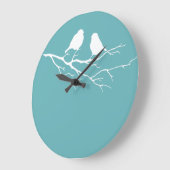 Zwei kleine Sparrow Birds Dulux Blue Diamond 5 Große Wanduhr (Winkel)