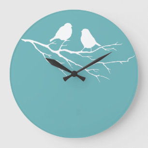 Zwei kleine Sparrow Birds Dulux Blue Diamond 5 Große Wanduhr