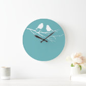 Zwei kleine Sparrow Birds Dulux Blue Diamond 5 Große Wanduhr (Zuhause)