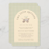 Zwei kleine Sprouts sind auf dem Weg Baby Dusche Einladung (Vorne/Hinten)