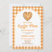 Zwei kleine Süsse Pies Retro Twins Kinderdusche Einladung (Vorderseite)