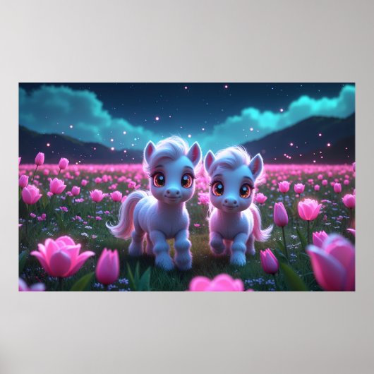 Zwei kleine süße Ponys Poster (Vorne)