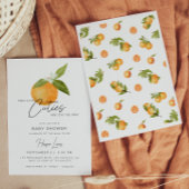 Zwei kleine Süsse Twin Baby Duschecken Orangen Einladung