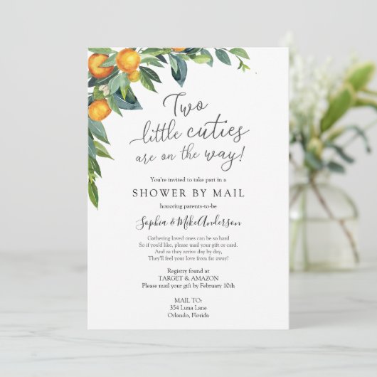 Zwei kleine Süssen Kinderdusche per Mail Einladung (Stehend Vorderseite)