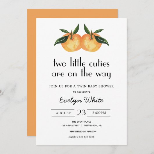 Zwei kleine Süssen sind unterwegs mit einer Zweiwi Einladung (Vorne/Hinten)