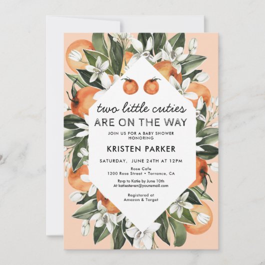 Zwei kleine Süssen sind unterwegs mit einer Zweiwi Einladung (Vorderseite)